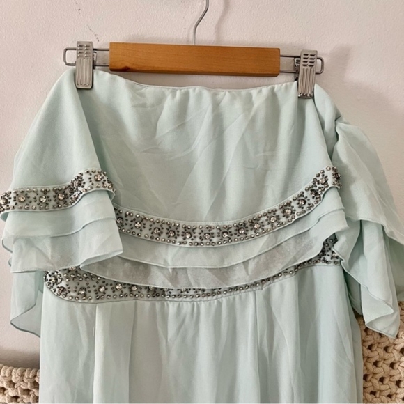 TFNC Cecilia Powder Blue Embellished Strapless Off Shoulder Gown - Picture 6 of 14